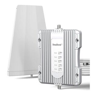 Amazboost Cell Phone Signal Booster 4G LTE 3G Multi-Band Repeater Kit Silver
